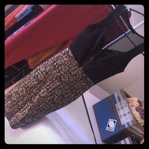 Black and gold cocktail dress